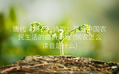 唐代《悯农》诗歌：见证中国农民生活的曲折历程 (悯农怎么读音是什么)