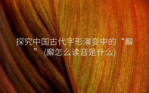 探究中国古代字形演变中的“廨” (廨怎么读音是什么)